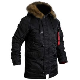 Куртка Аляска зимняя мужская черная Slim Fit N-3B Black