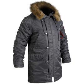 Сіра чоловіча куртка Аляска Slim Fit N-3B Gray подовжена, Розмір: 44-46 (S)