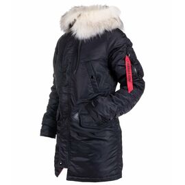 Зимняя женская куртка-парка Аляска черная N-3B Slim Fit Black, Размер: 46 (M)