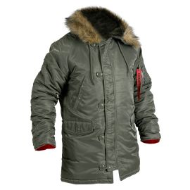 Чоловіча куртка Аляска Slim Fit N-3B Olive, Розмір: 44-46 (S)