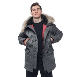 Серая мужская куртка Аляска Slim Fit N-3B Gray удлиненная, Размер: 44-46 (S)