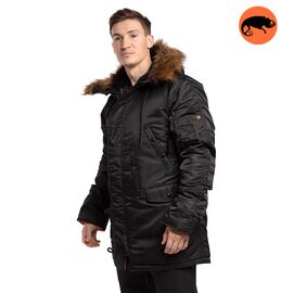 Черная зимняя куртка Аляска N-3B Black мужская удлиненная, Цвет: черный, Размер: 40-42 (XS)
