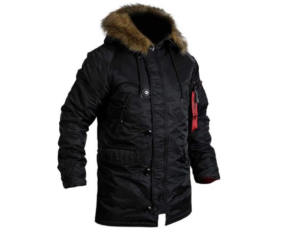 Куртка Аляска зимняя мужская черная Slim Fit N-3B Black