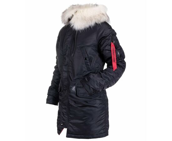 Зимняя женская куртка-парка Аляска черная N-3B Slim Fit Black, Размер: 46 (M)