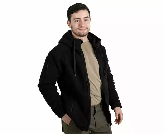 Чоловіча чорна флісова куртка з капюшоном Viking Black, Розмір: 48-50 (M), фото 8