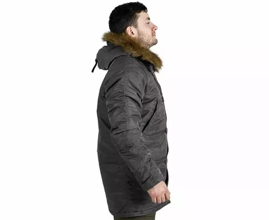 Серая мужская куртка Аляска Slim Fit N-3B Gray удлиненная, Размер: 44-46 (S), фото 10