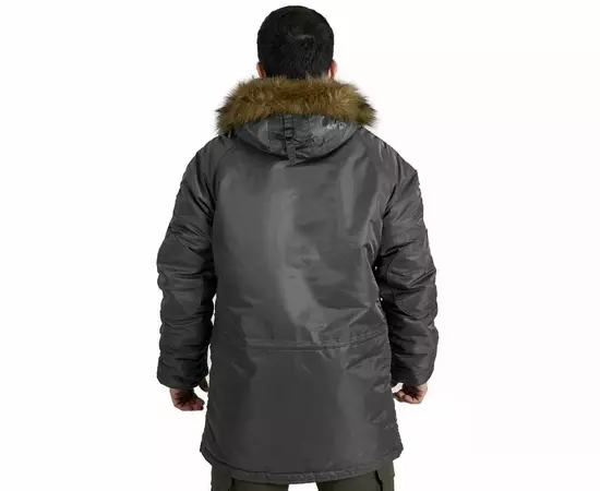 Серая мужская куртка Аляска Slim Fit N-3B Gray удлиненная, Размер: 44-46 (S), фото 11
