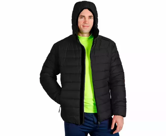 Стьобана куртка чоловіча з капюшоном Maximus Black чорна, Розмір: 44-46 (S)