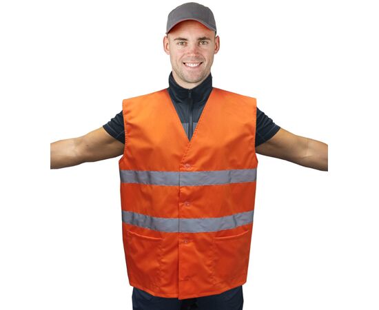 Жилет сигнальний зі світловідбиваючою стрічкою, Колір: помаранчевий, Розмір: 40-42 / 158-164, фото 2 Жилет сигнальний зі світловідбиваючою стрічкою, Колір: помаранчевий, Розмір: 40-42 / 158-164, фото 2