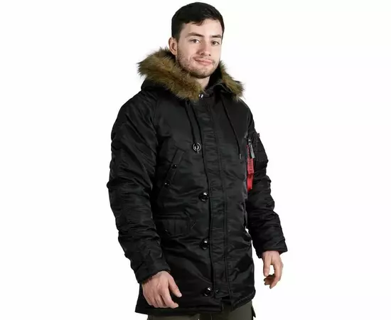 Куртка Аляска зимняя мужская Slim Fit N-3B Black, Размер: 52-54 (L), фото 13