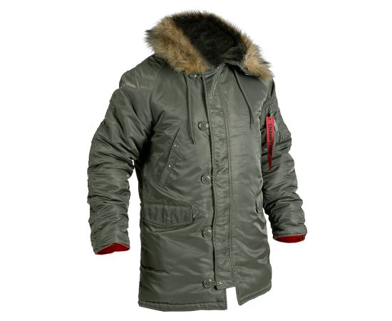 Чоловіча куртка Аляска Slim Fit N-3B Olive, Розмір: 44-46 (S)