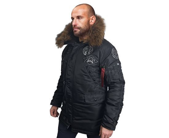 Зимова куртка Аляска чоловіча чорна N-3B Top Gun Black, Розмір: 44-46 (S)