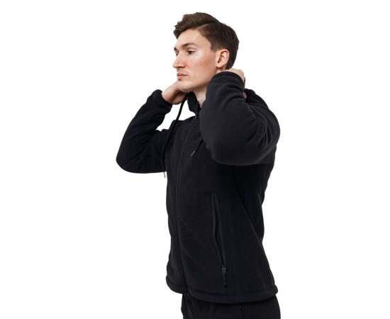 Чоловіча чорна флісова куртка з капюшоном Viking Black, Розмір: 48-50 (M), фото 2