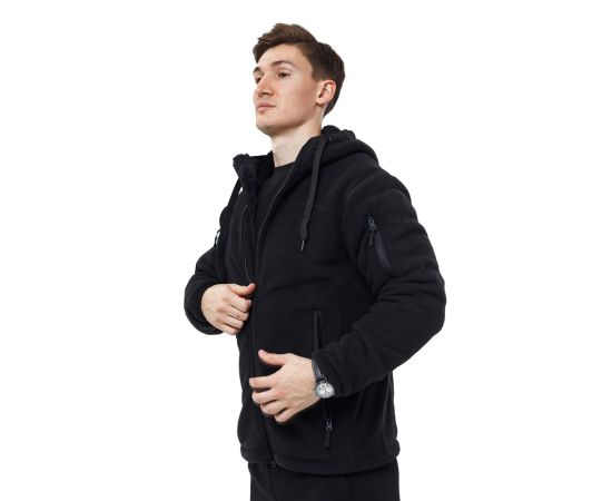 Чоловіча чорна флісова куртка з капюшоном Viking Black, Розмір: 48-50 (M), фото 3