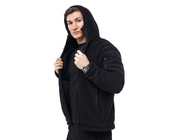 Чоловіча чорна флісова куртка з капюшоном Viking Black, Розмір: 48-50 (M), фото 4