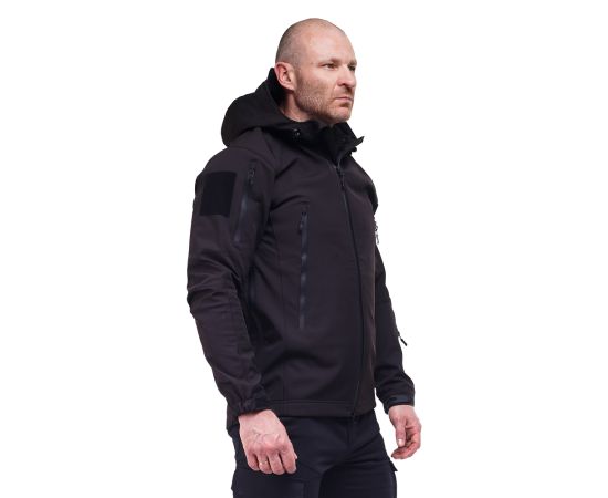 Тактическая куртка Soft Shell Spartan Police Black черная с капюшоном, Размер: 48-50 (M)