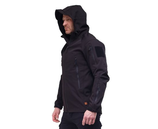 Тактична куртка Soft Shell Spartan Police Black чорна з капюшоном, Розмір: 48-50 (M), фото 7