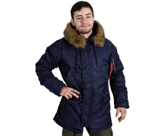 Мужская куртка Аляска синяя Slim Fit N-3B Navy, Размер: 44-46 (S), фото 10