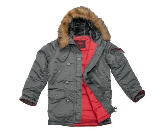 Серая мужская куртка Аляска Slim Fit N-3B Gray удлиненная, Размер: 44-46 (S), фото 13