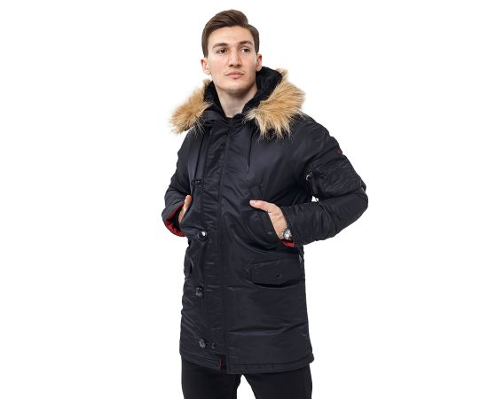 Куртка Аляска зимняя мужская Slim Fit N-3B Black, Размер: 52-54 (L)