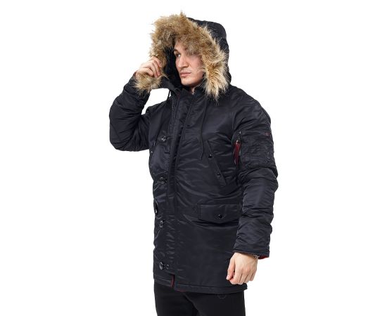 Куртка Аляска чоловіча зимова Slim Fit N-3B Black, Розмір: 44-46 (S), фото 2 Куртка Аляска чоловіча зимова Slim Fit N-3B Black, Розмір: 44-46 (S), фото 2