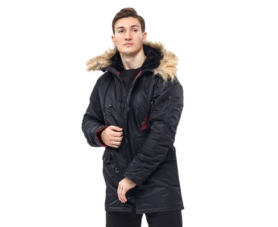 Куртка Аляска зимняя мужская Slim Fit N-3B Black, Размер: 52-54 (L), фото 3