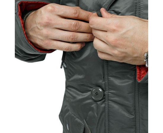 Серая мужская куртка Аляска Slim Fit N-3B Gray удлиненная, Размер: 44-46 (S), фото 18