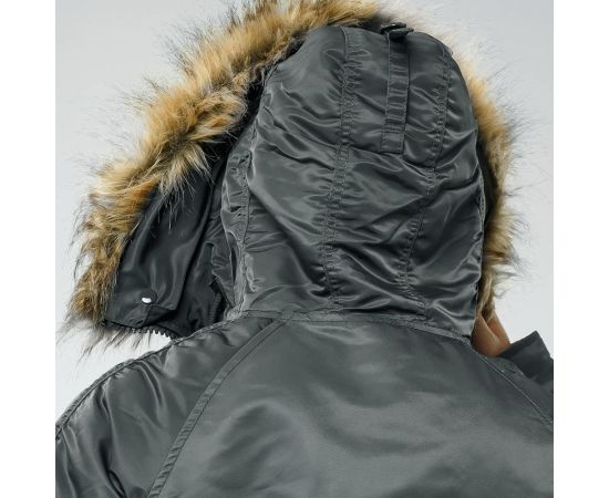 Серая мужская куртка Аляска Slim Fit N-3B Gray удлиненная, Размер: 44-46 (S), фото 15