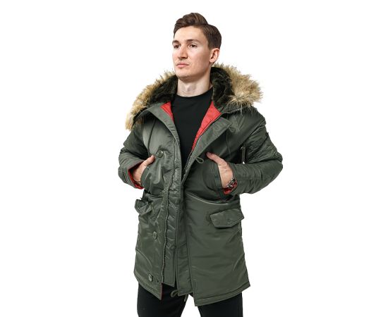 Мужская куртка Аляска Slim Fit N-3B Olive, Размер: 64-66 (XXXL), фото 2