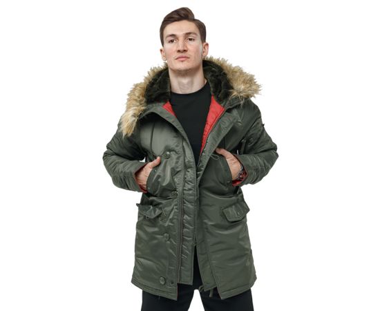 Мужская куртка Аляска Slim Fit N-3B Olive, Размер: 64-66 (XXXL), фото 3