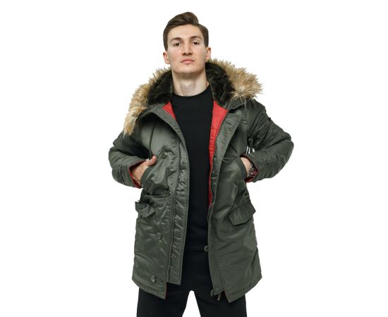 Мужская куртка Аляска Slim Fit N-3B Olive, Размер: 64-66 (XXXL), фото 4