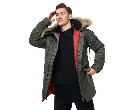 Мужская куртка Аляска Slim Fit N-3B Olive, Размер: 64-66 (XXXL), фото 7
