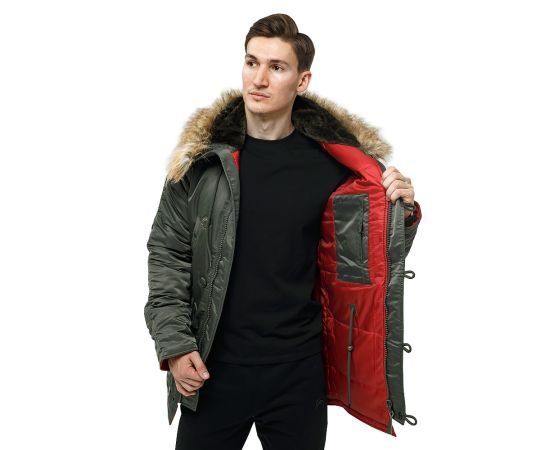 Мужская куртка Аляска Slim Fit N-3B Olive, Размер: 64-66 (XXXL), фото 9