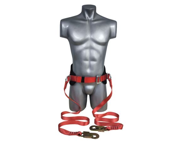 Пояс предохранительный безлямочный ПП1-А (с двумя стропами капроновая лента кольцо * малый карабин), Размер: размер 2 -- (750...1300 мм), фото 2