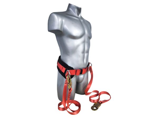 Пояс предохранительный безлямочный ПП1-А (с двумя стропами капроновая лента кольцо * малый карабин), Размер: размер 2 -- (750...1300 мм), фото 3