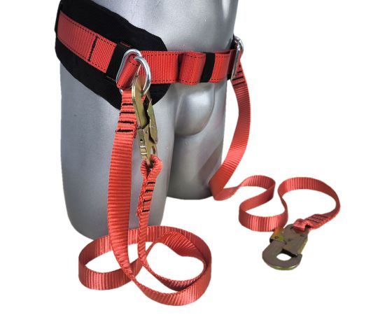 Пояс предохранительный безлямочный ПП1-А (с двумя стропами капроновая лента кольцо * малый карабин), Размер: размер 2 -- (750...1300 мм), фото 5