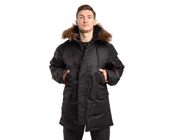 Черная зимняя куртка Аляска N-3B Black мужская удлиненная, Цвет: черный, Размер: 40-42 (XS), фото 2