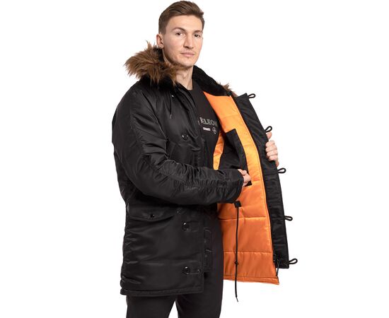 Черная зимняя куртка Аляска N-3B Black мужская удлиненная, Цвет: черный, Размер: 40-42 (XS), фото 8